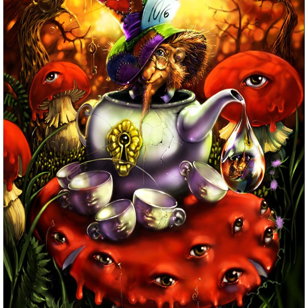 Mad Hatter Heady Art Print Tapestry ~ 30" x 45" ~ w/Corner Loops ~ Brand New!